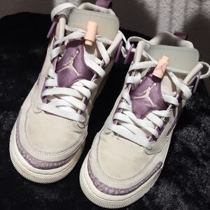 Purple and Cream Jordan Spike Sneakers
